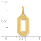 14K Gold Satin Number 0 Charm with Brushed Finish  Medium Size