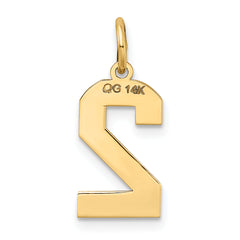 14k Medium Satin Number 2 Charm