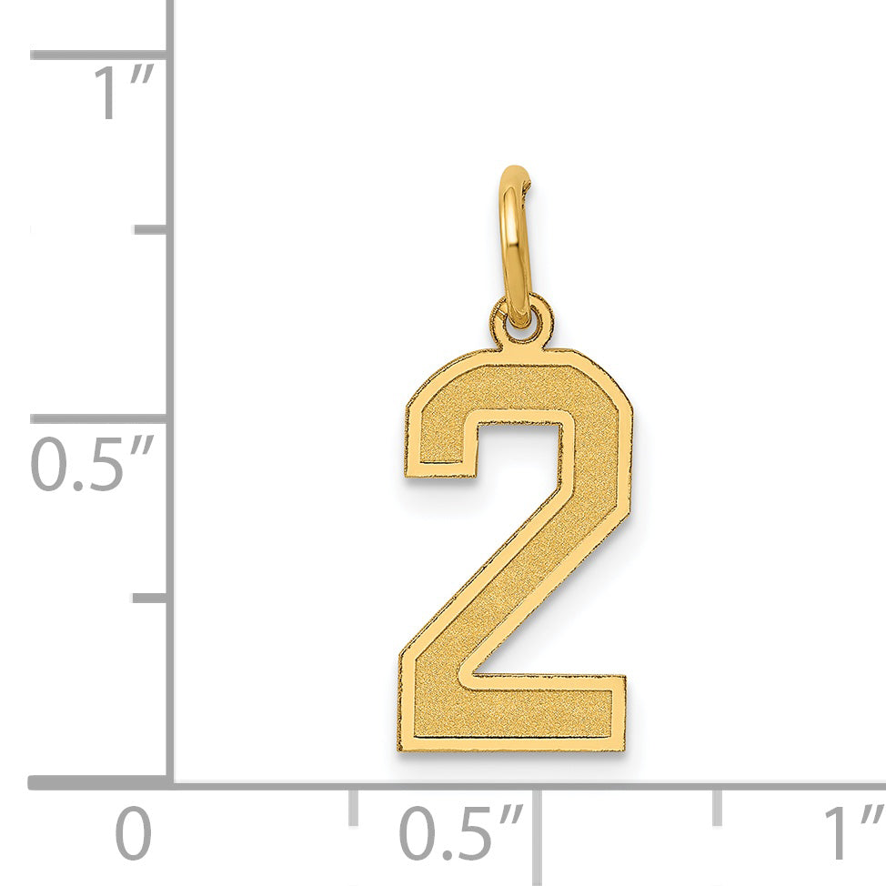14k Medium Satin Number 2 Charm