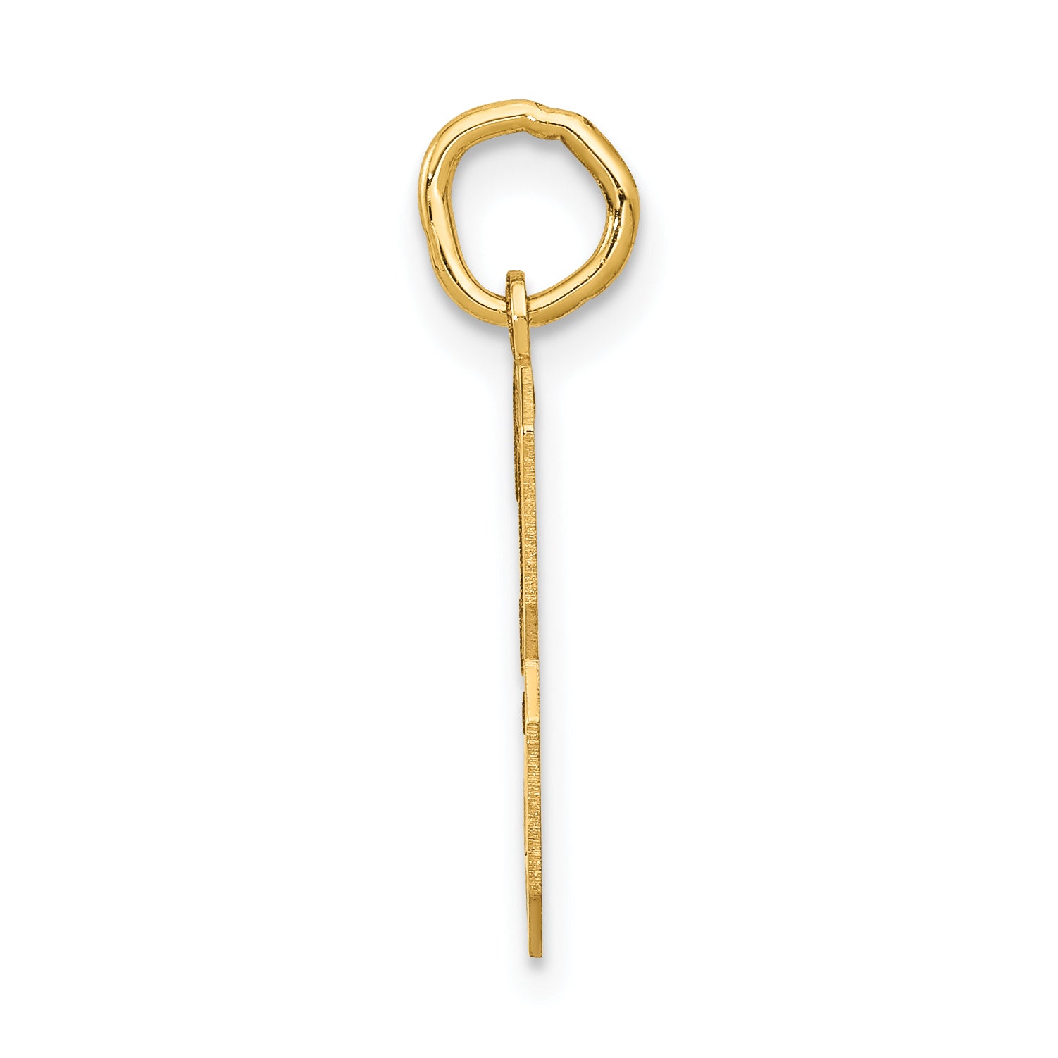 14K Gold Satin Number 3 Charm with Brushed Finish  Medium Size