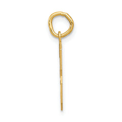 14K Gold Satin Number 3 Charm with Brushed Finish  Medium Size