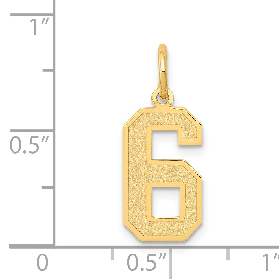 14k Medium Satin Number 6 Charm