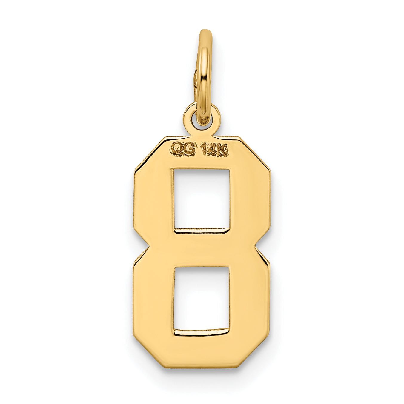 14K Gold Satin Number 8 Charm with Brushed Finish Medium