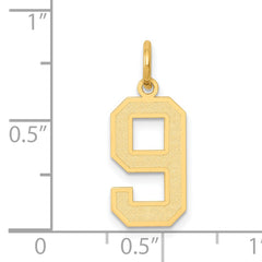 14k Medium Satin Number 9 Charm