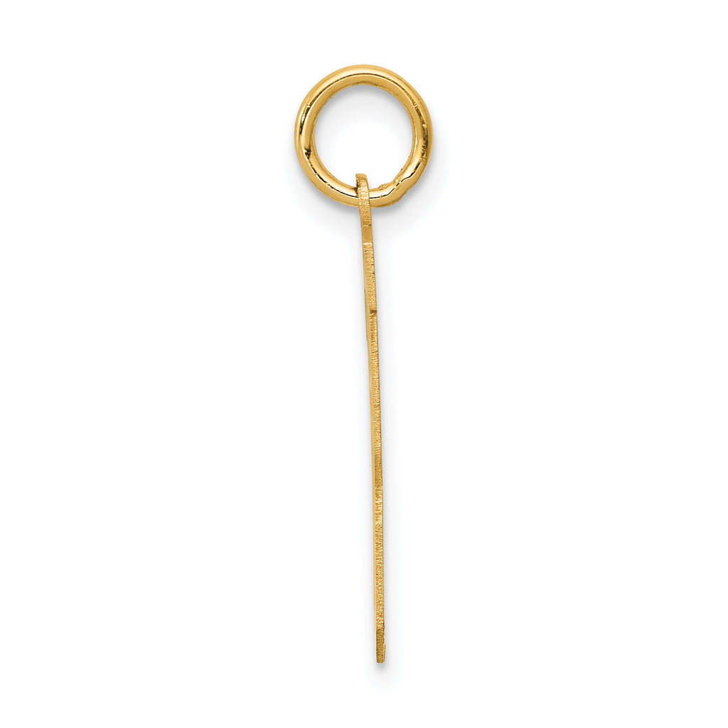 14K Gold Satin Medium Number 13 Charm with Brushed Finish