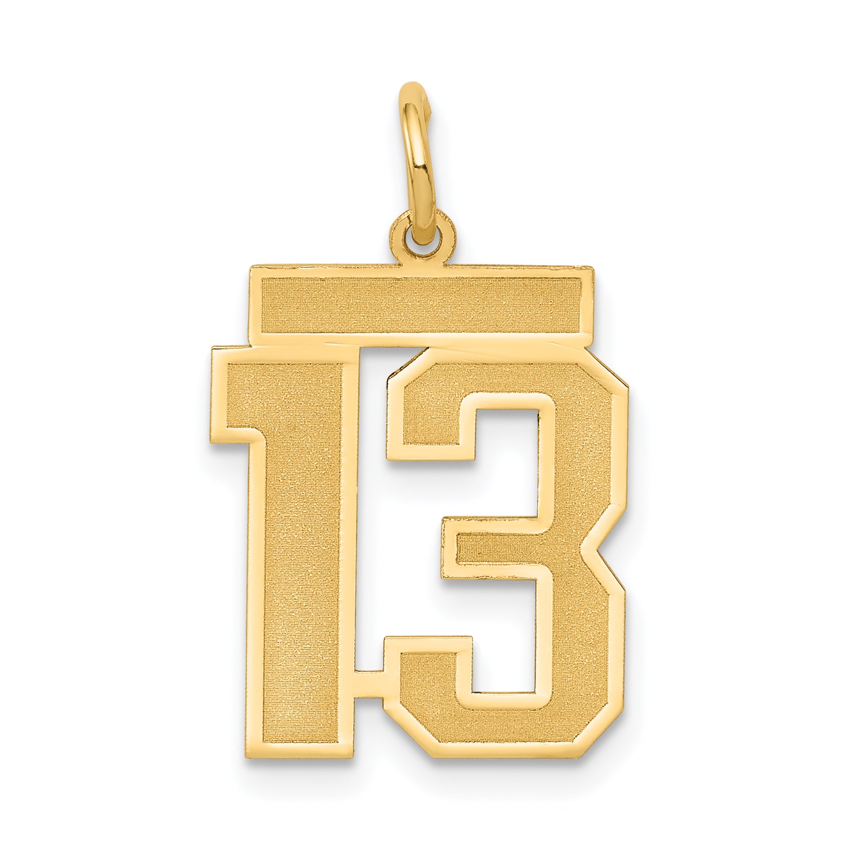 14k Medium Satin Number 13 Charm