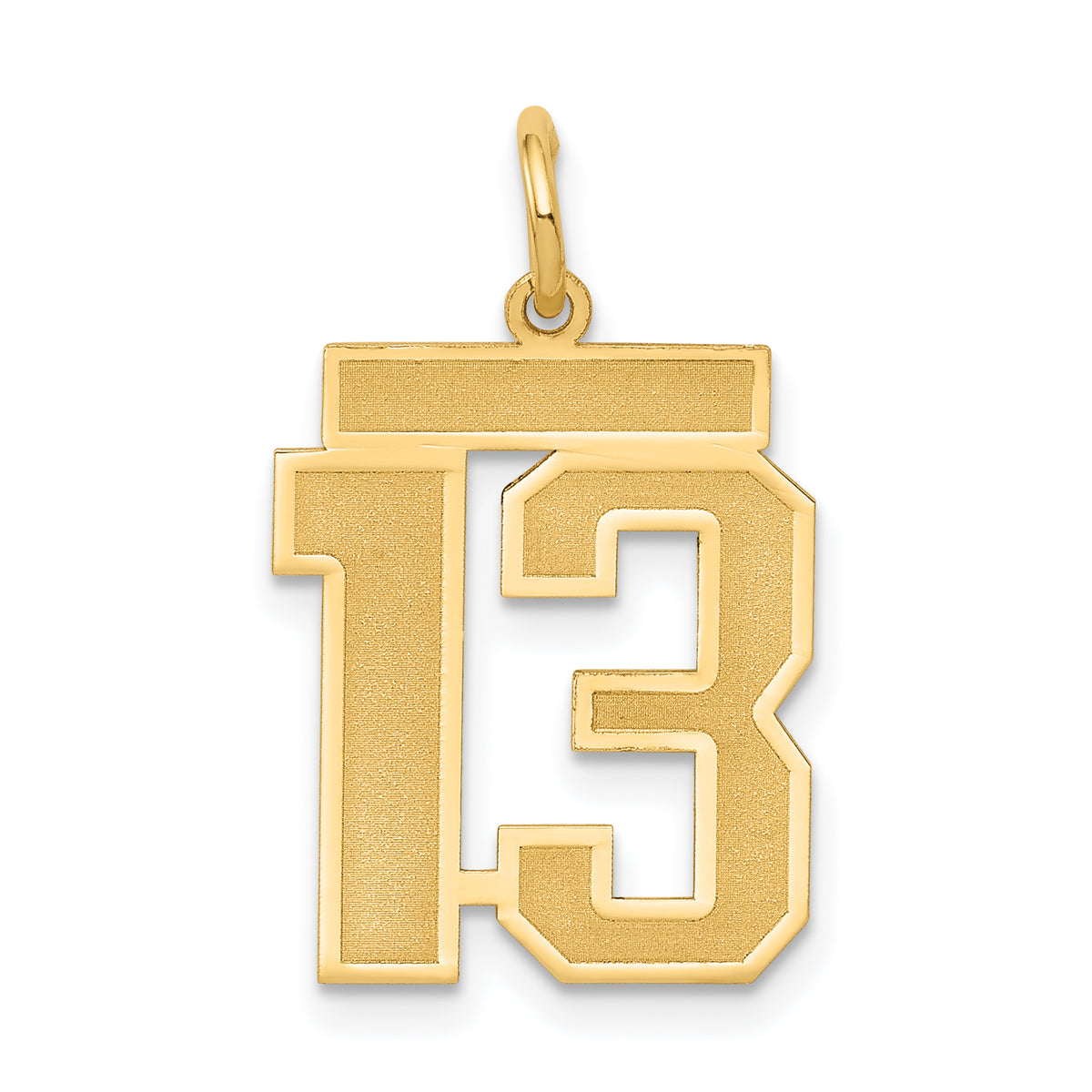 14k Medium Satin Number 13 Charm