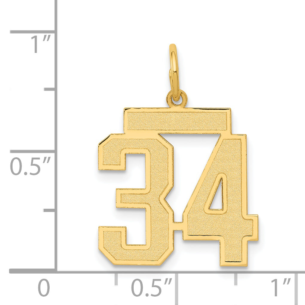 14k Medium Satin Number 34 Charm