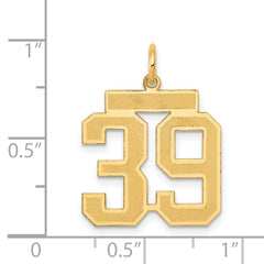 14K Gold Satin Finish Number 39 Charm with Laser-Cut Detail
