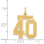 14K Gold Satin Finish Number 40 Charm  Elegant Brushed Design
