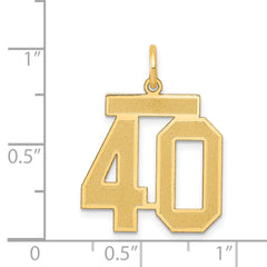 14K Gold Satin Finish Number 40 Charm  Elegant Brushed Design