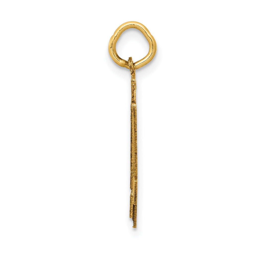 14K Gold Satin Number 44 Charm with Brushed Finish  Laser Cut Medium