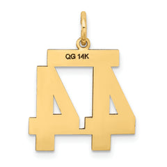 14K Gold Satin Number 44 Charm with Brushed Finish  Laser Cut Medium