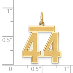 14K Gold Satin Number 44 Charm with Brushed Finish  Laser Cut Medium
