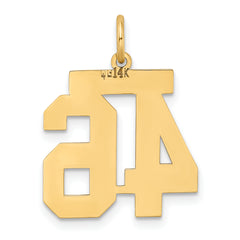 14K Gold Satin Finish Pendant Charm Medium Laser Cut Number 46