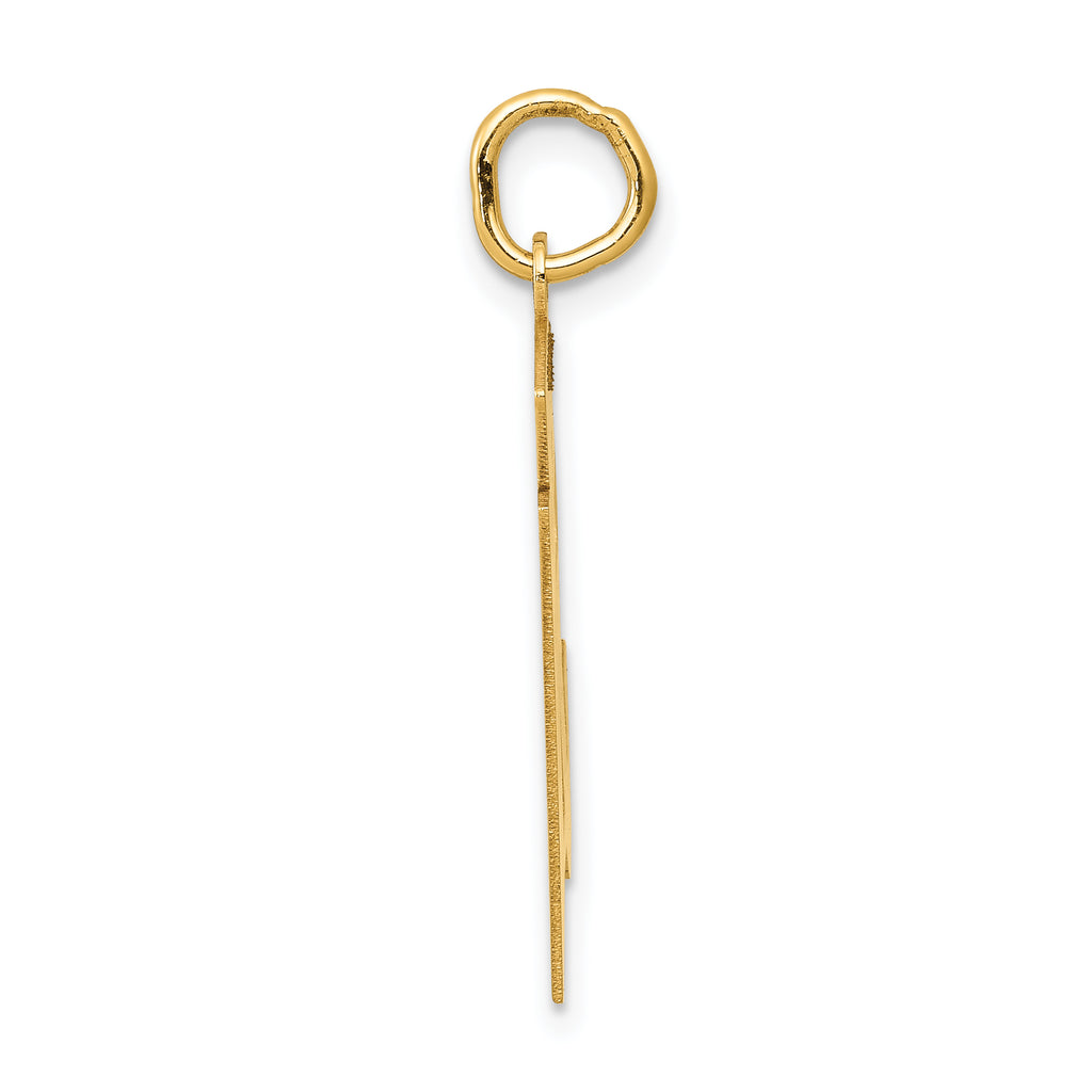 14K Gold Satin Finish Number 51 Charm  Brushed, Laser-Cut, Medium Size