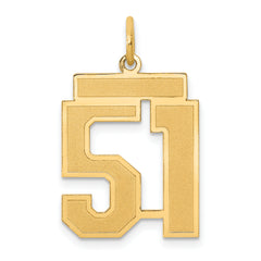 14k Medium Satin Number 51 Charm