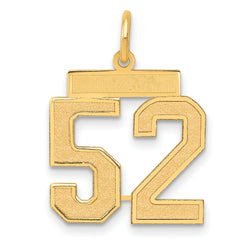 14k Medium Satin Number 52 Charm