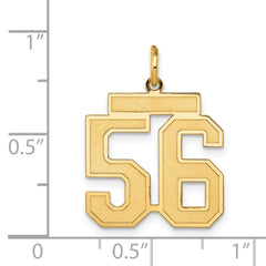 14K Gold Satin-Finish Number 56 Charm Elegant Laser-Cut Medium Pendant