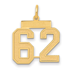 14k Medium Satin Number 62 Charm