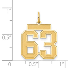 14K Gold Medium Satin Number 63 Charm with Brushed Finish