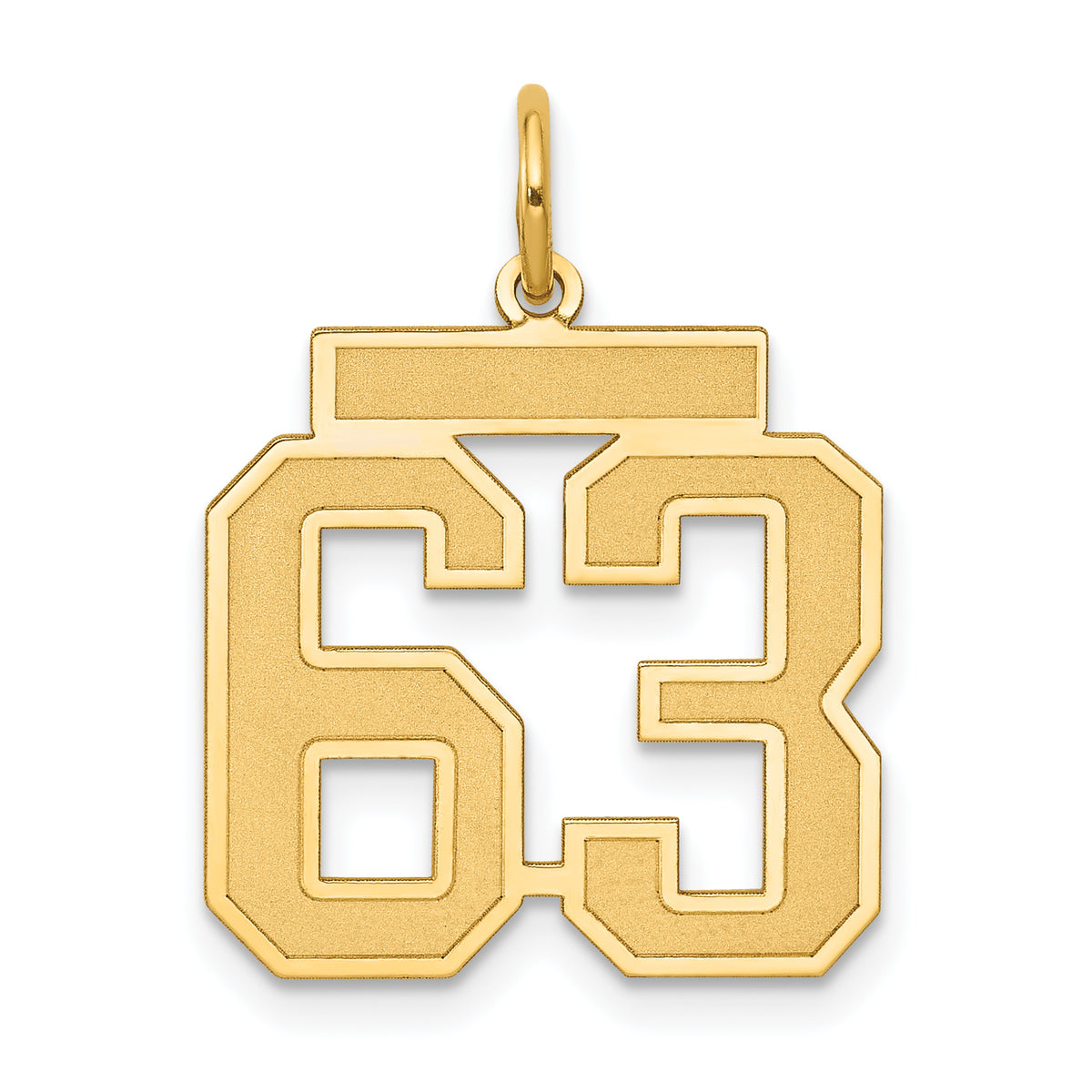 14k Medium Satin Number 63 Charm