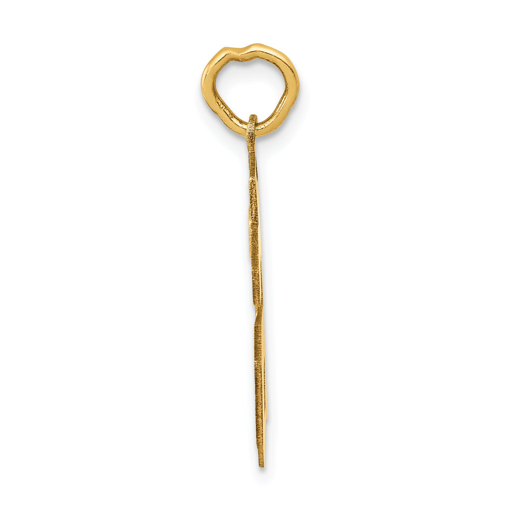 14K Gold Satin Number 66 Charm with Brushed Finish Medium