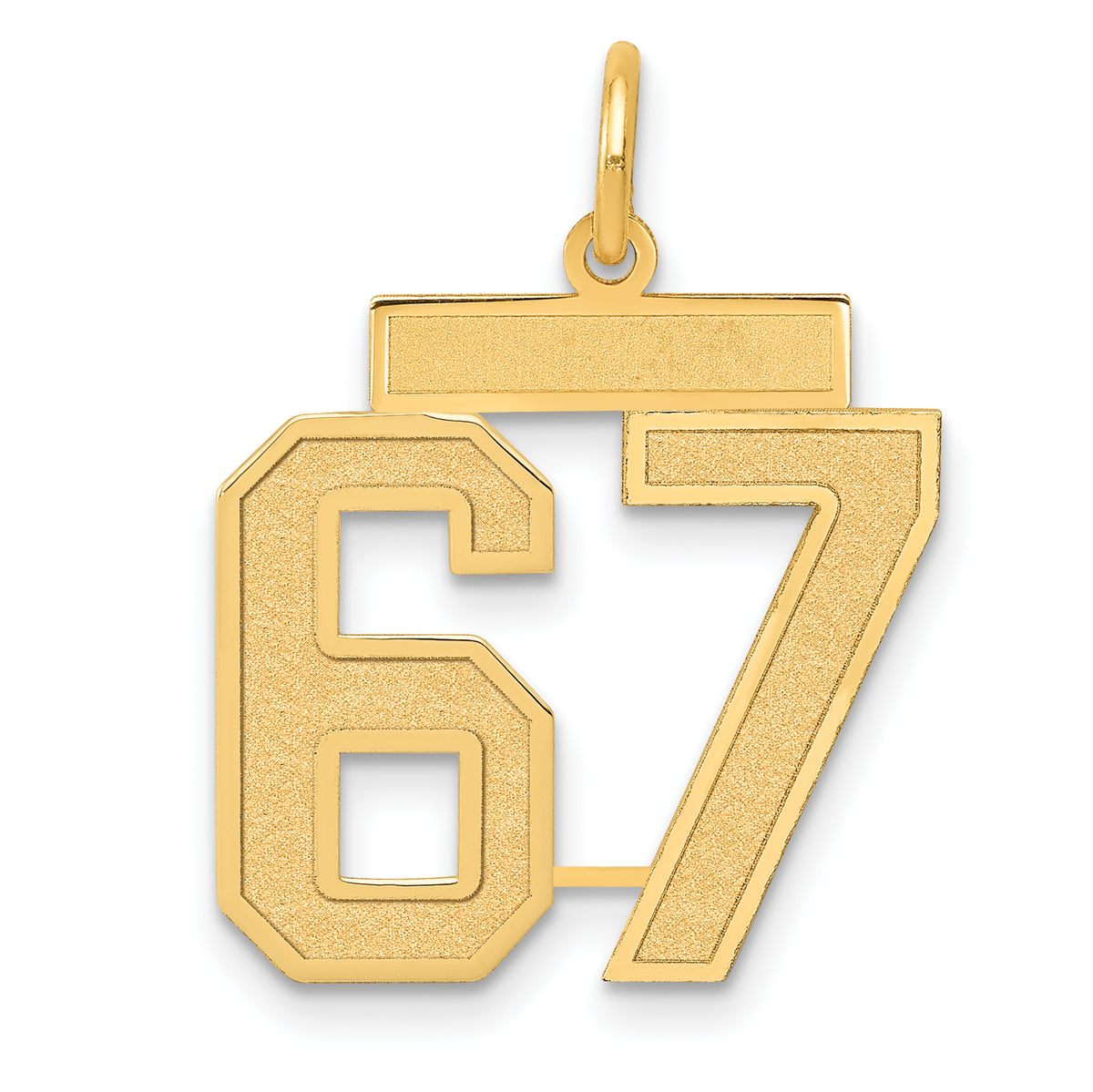 14k Medium Satin Number 67 Charm
