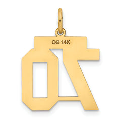 14K Gold Medium Satin Number 70 Laser-Cut Charm