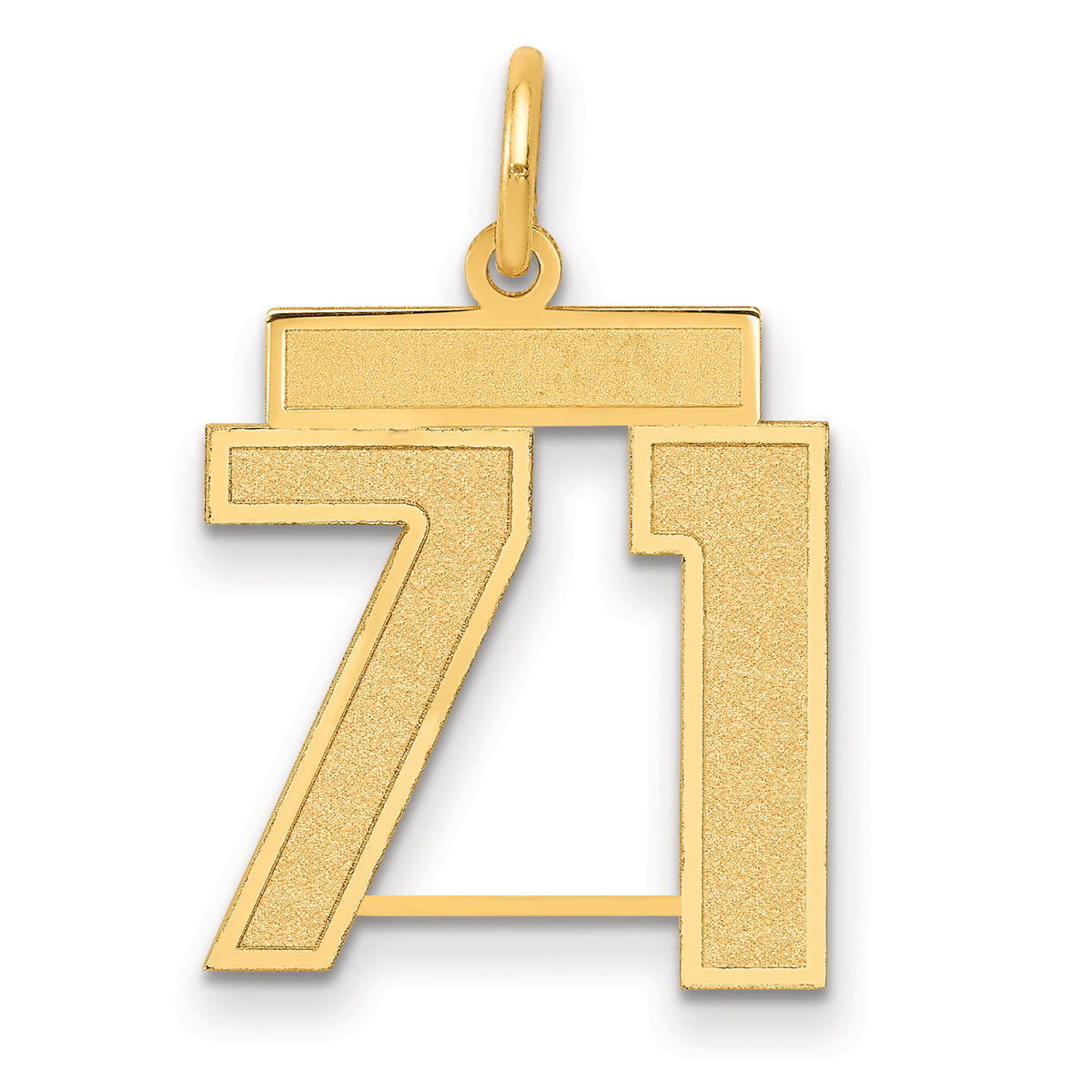 14k Medium Satin Number 71 Charm