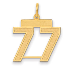 14k Medium Satin Number 77 Charm