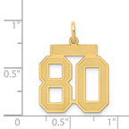 14K Gold Satin Finish Number 80 Charm  Medium Brushed