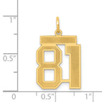 14K Gold Satin Finish Number 81 Charm Laser Cut Medium Size