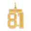 14k Medium Satin Number 81 Charm