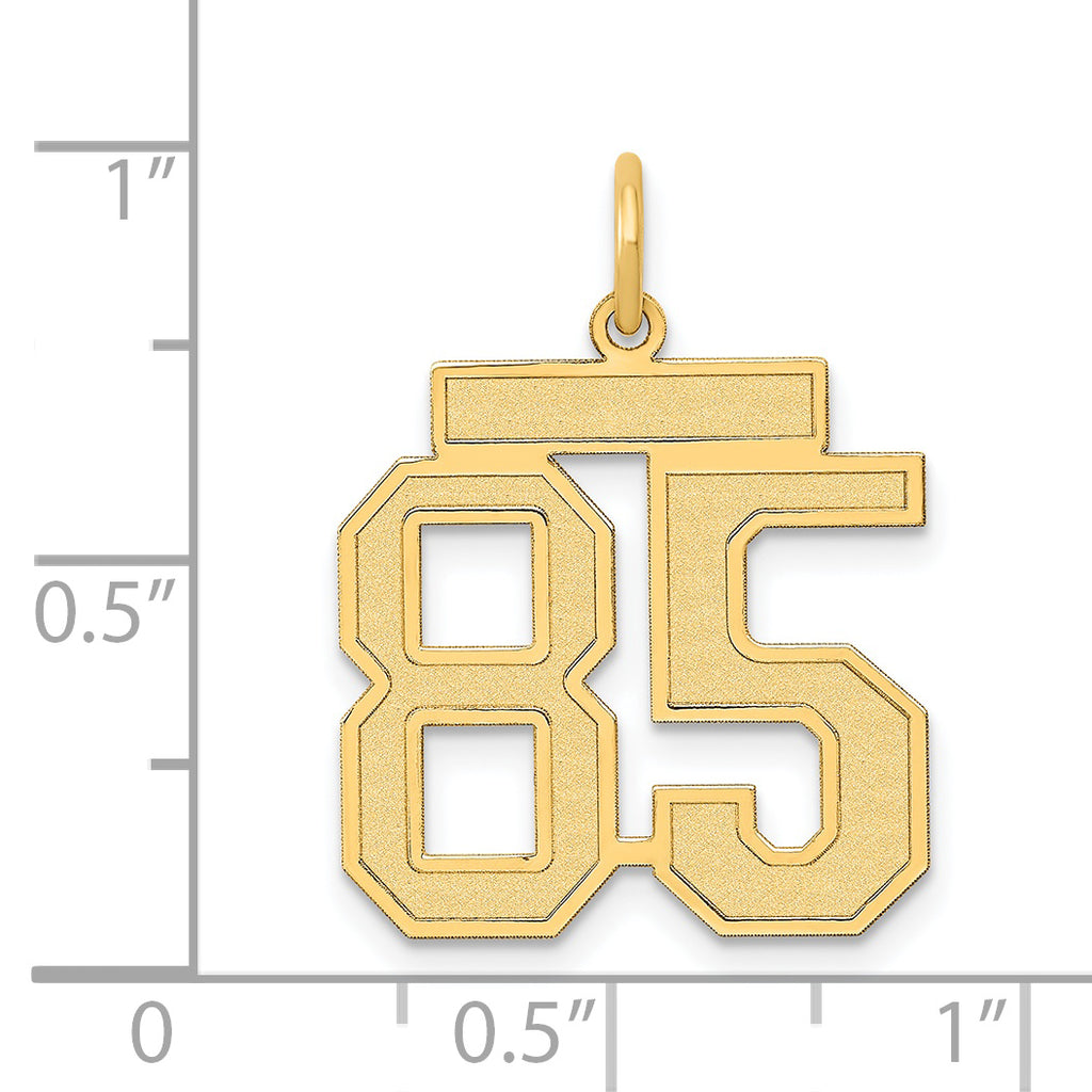 14K Gold Satin Finish Number 85 Charm with Brushed Texture