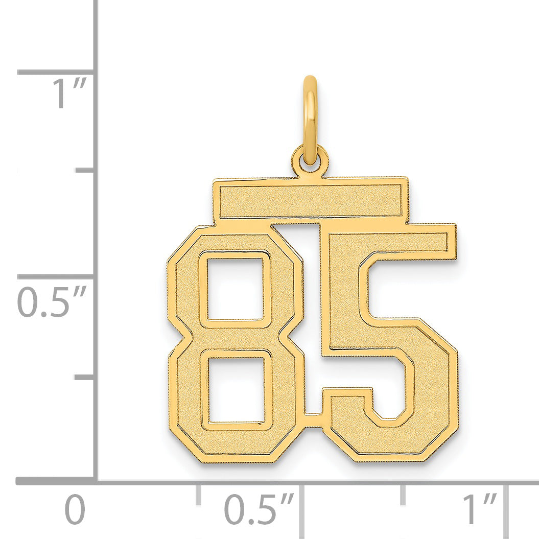 14K Gold Satin Finish Number 85 Charm with Brushed Texture