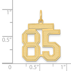14K Gold Satin Finish Number 85 Charm with Brushed Texture