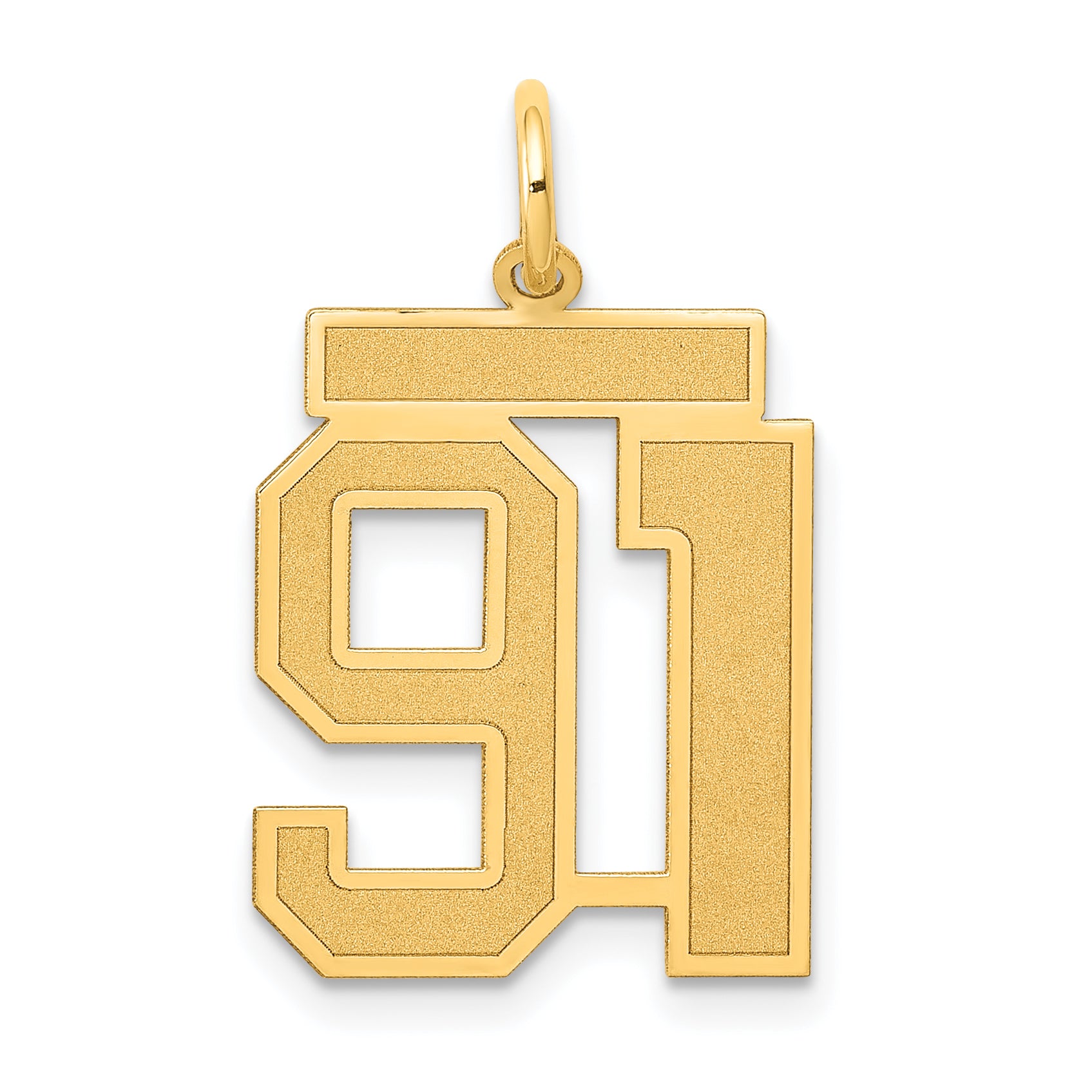 14k Medium Satin Number 91 Charm Main image
