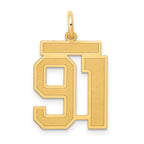 14k Medium Satin Number 91 Charm
