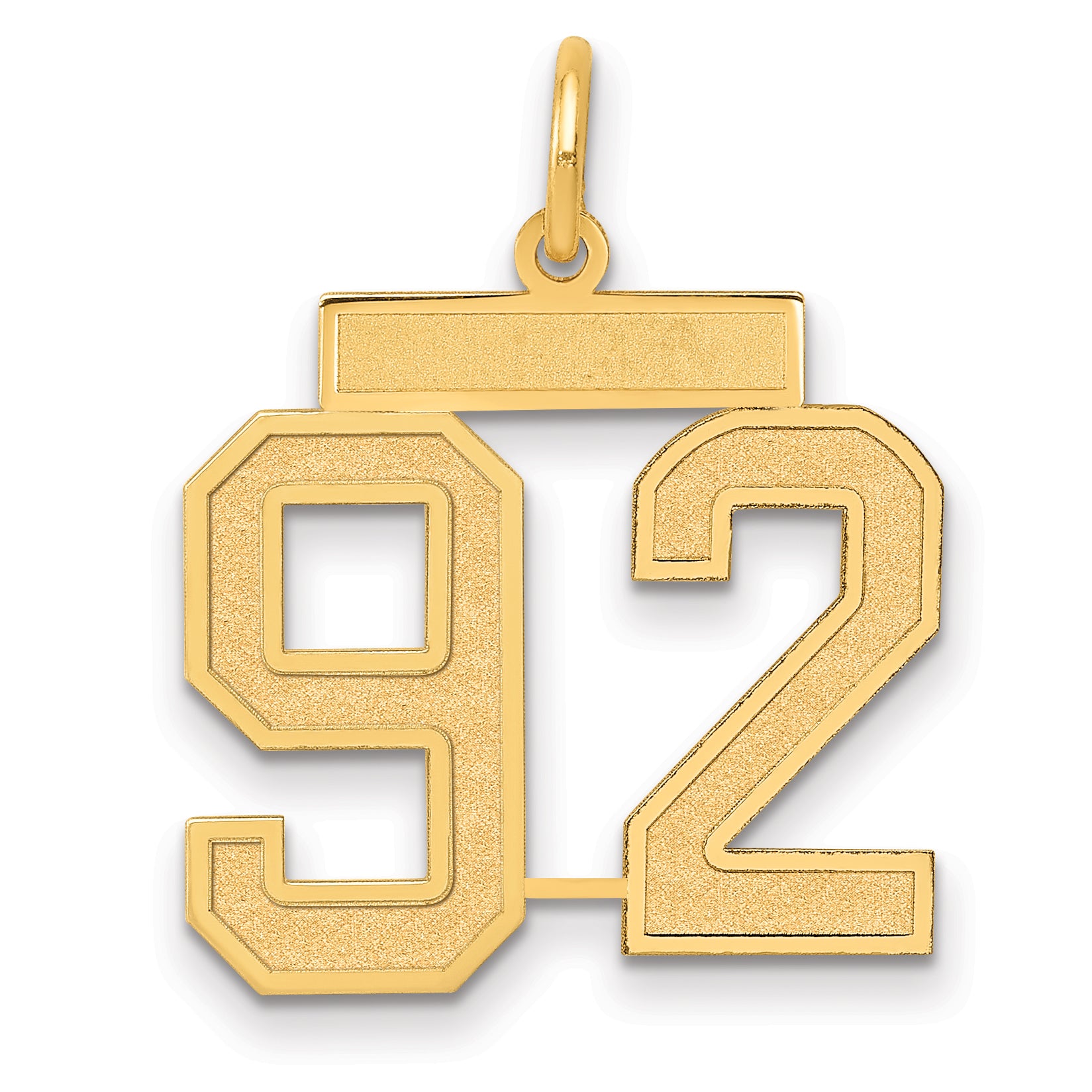 14k Medium Satin Number 92 Charm
