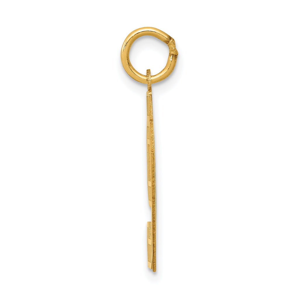14K Gold Medium Satin Number 97 Charm with Brushed Finish