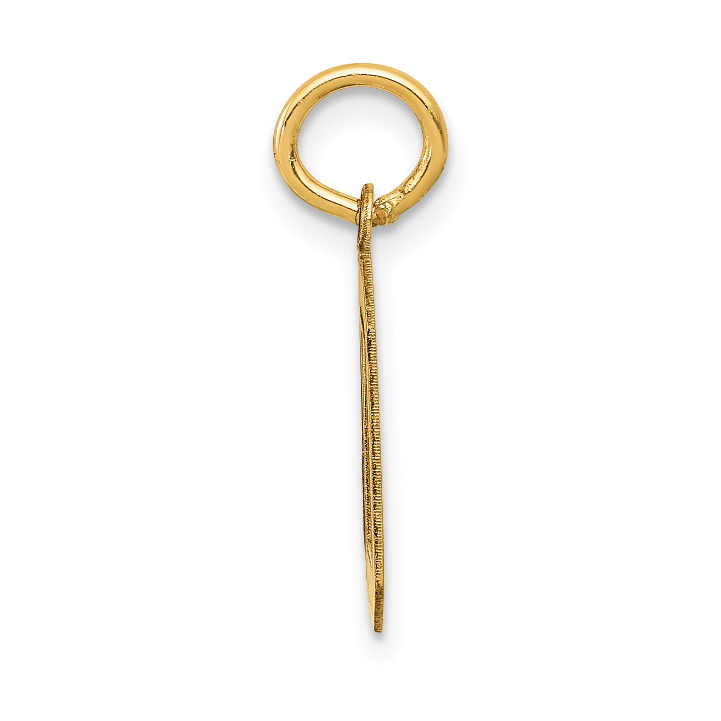 14K Gold Satin Number 0 Charm with Brushed Finish  Small, Laser-Cut Design
