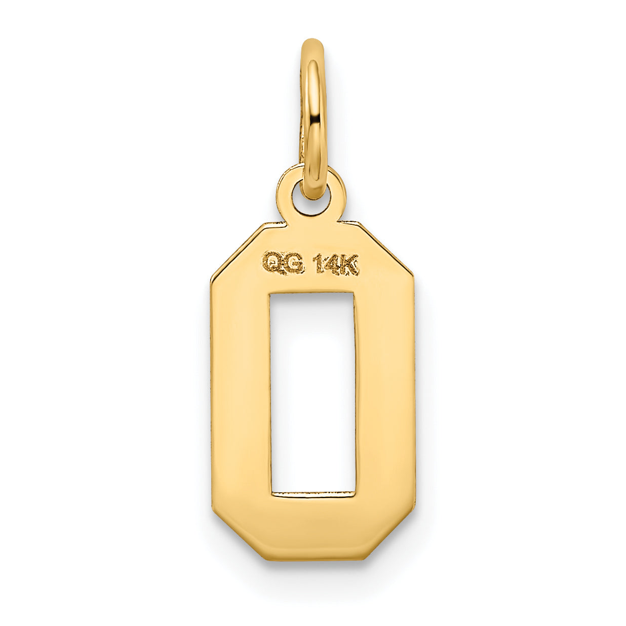 14K Gold Satin Number 0 Charm with Brushed Finish  Small, Laser-Cut Design