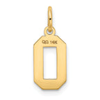 14K Gold Satin Number 0 Charm with Brushed Finish  Small, Laser-Cut Design