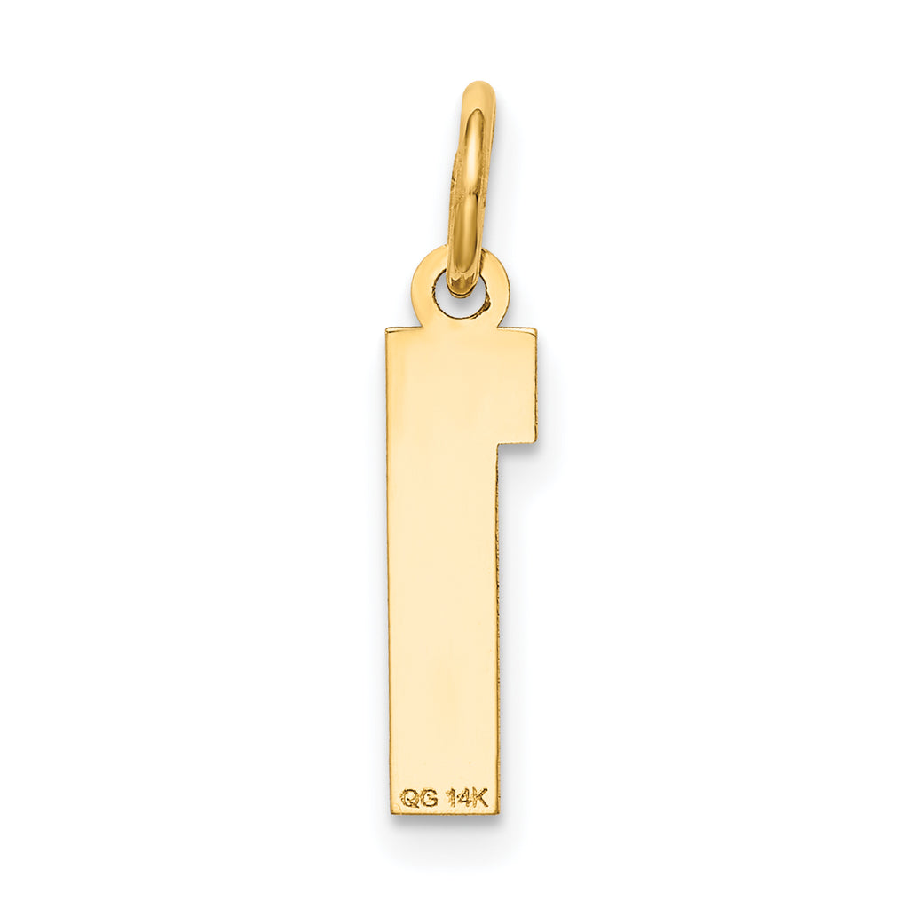 14K Gold Satin Small Number 1 Charm with Brushed Finish  Elegant and Laser Cut