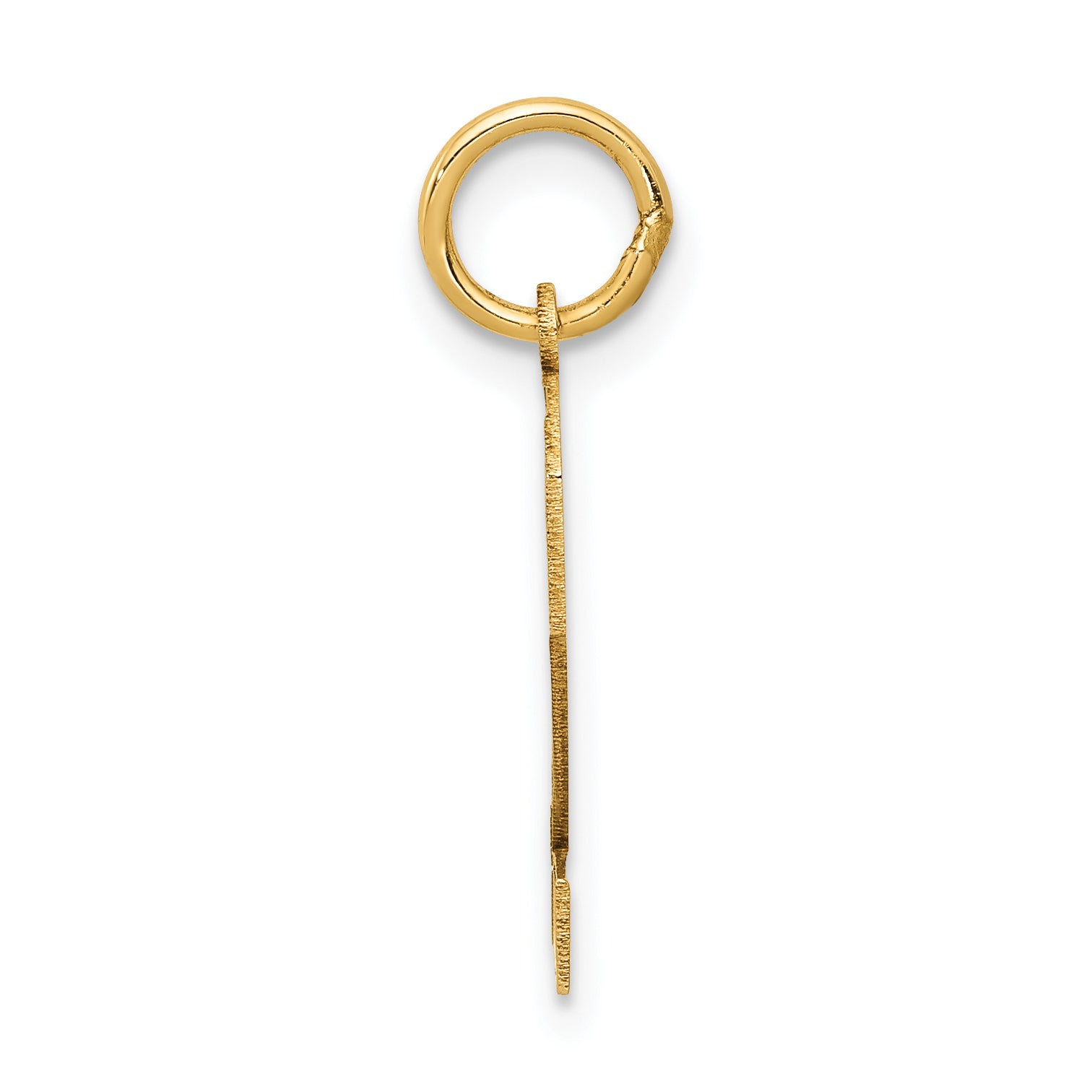 14K Gold Satin Number 2 Charm with Brushed Finish Small