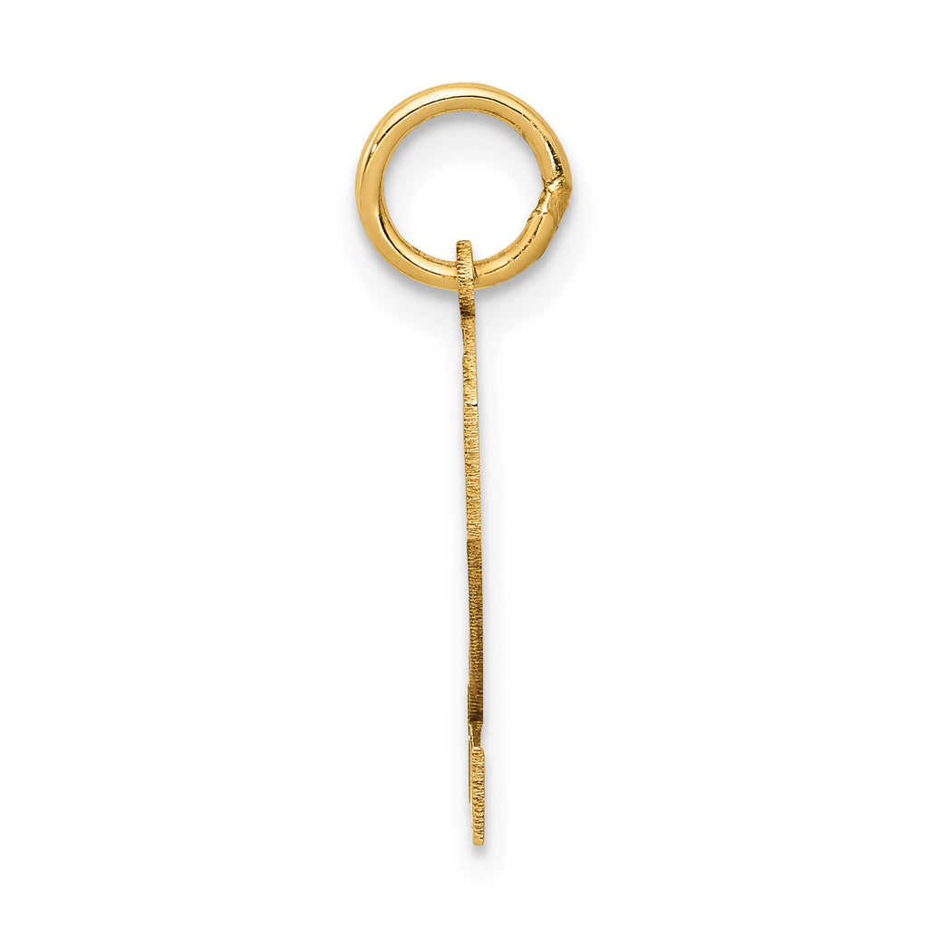 14K Gold Satin Number 2 Charm with Brushed Finish Small