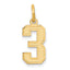 14k Small Satin Number 3 Charm