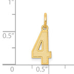 14K Gold Satin Number 4 Charm with Brushed Finish Small, Laser Cut