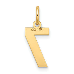 14K Gold Satin Number 7 Charm with Brushed Finish  Small, Laser Cut
